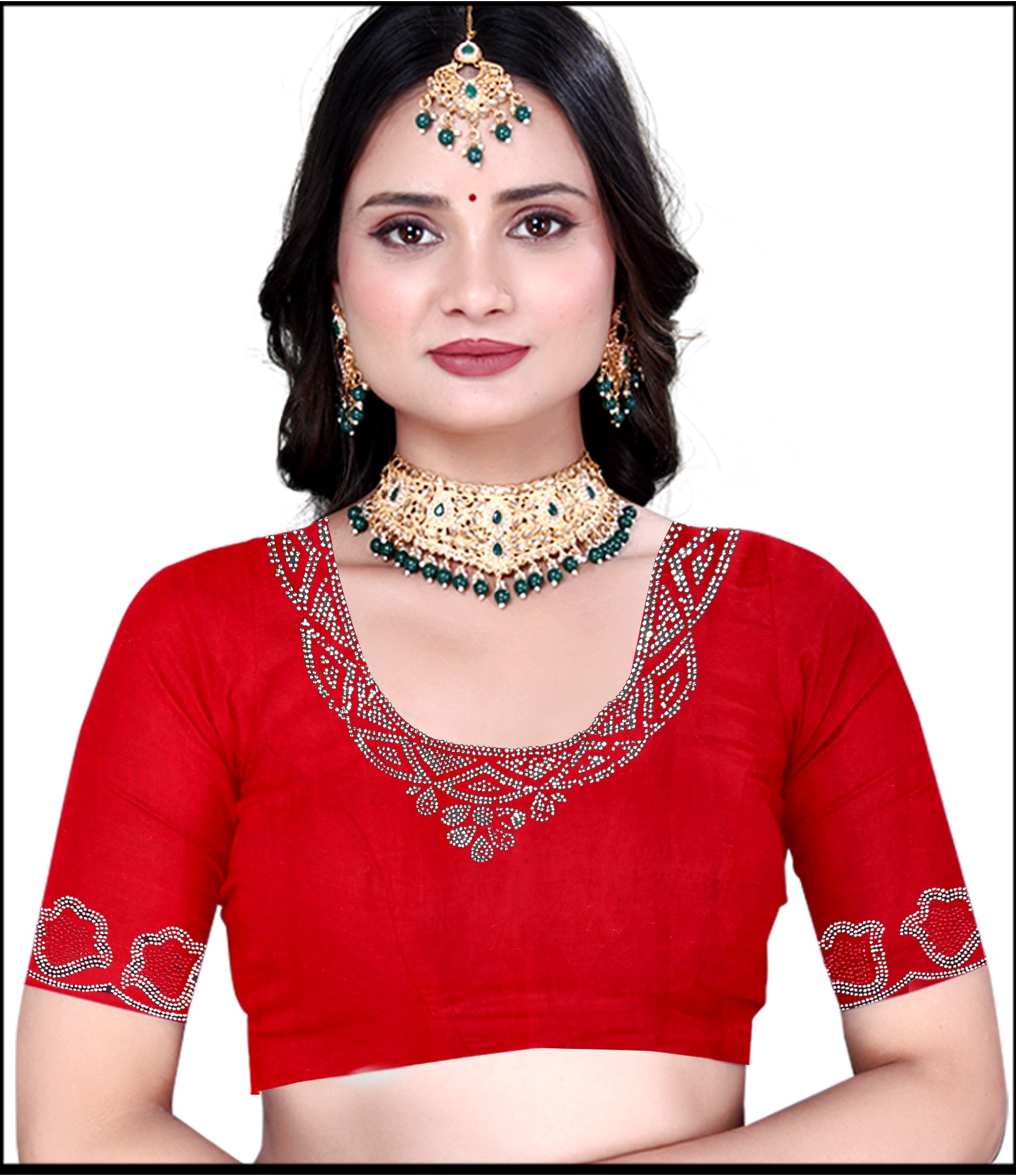 Bright Red Fenddy Satin Silk Saree with Jarkan Work – Designer Party Wear Saree