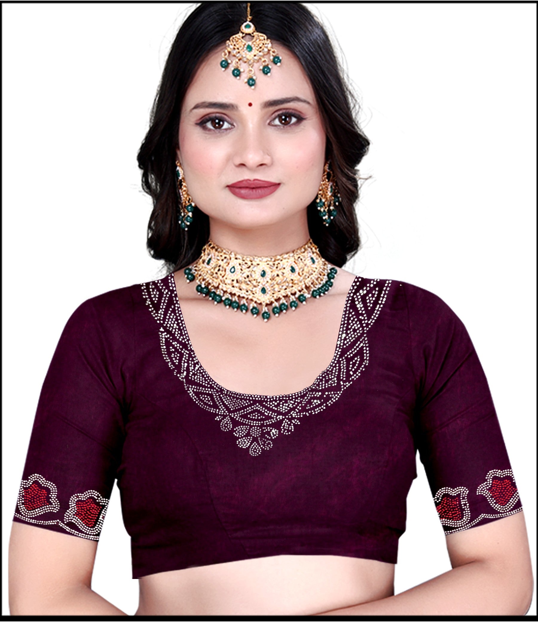 Maroon Fenddy Satin Silk Saree with Jarkan Work – Designer Party Wear Saree