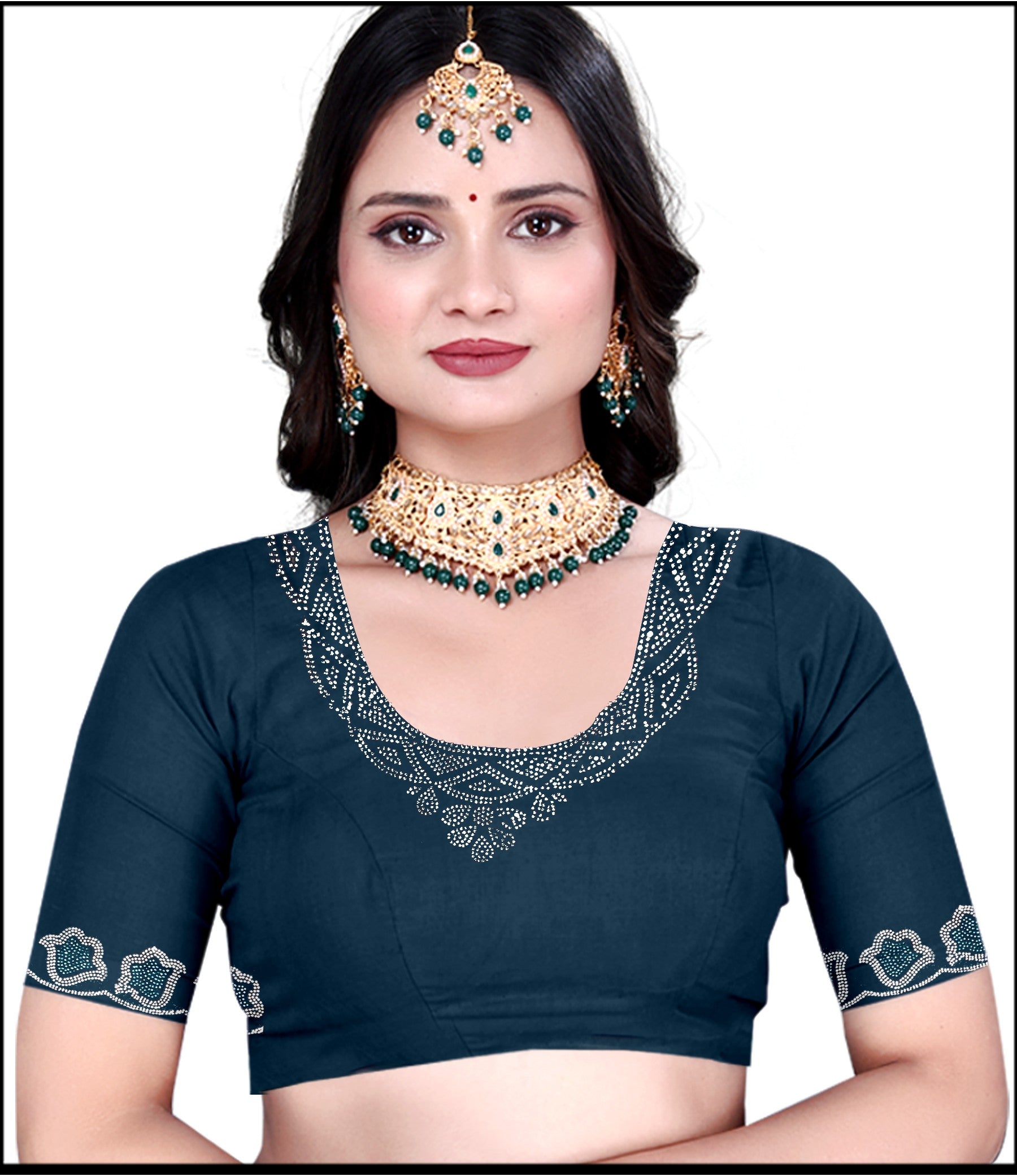 Dark Teal Blue Fenddy Satin Silk Saree with Jarkan Work – Designer Party Wear Saree