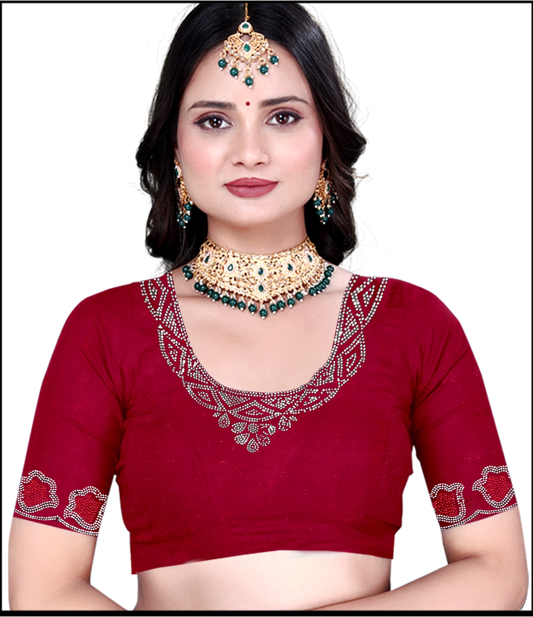 fenddy-satin-silk-saree-jarkan-work-wine-Ruby Red
