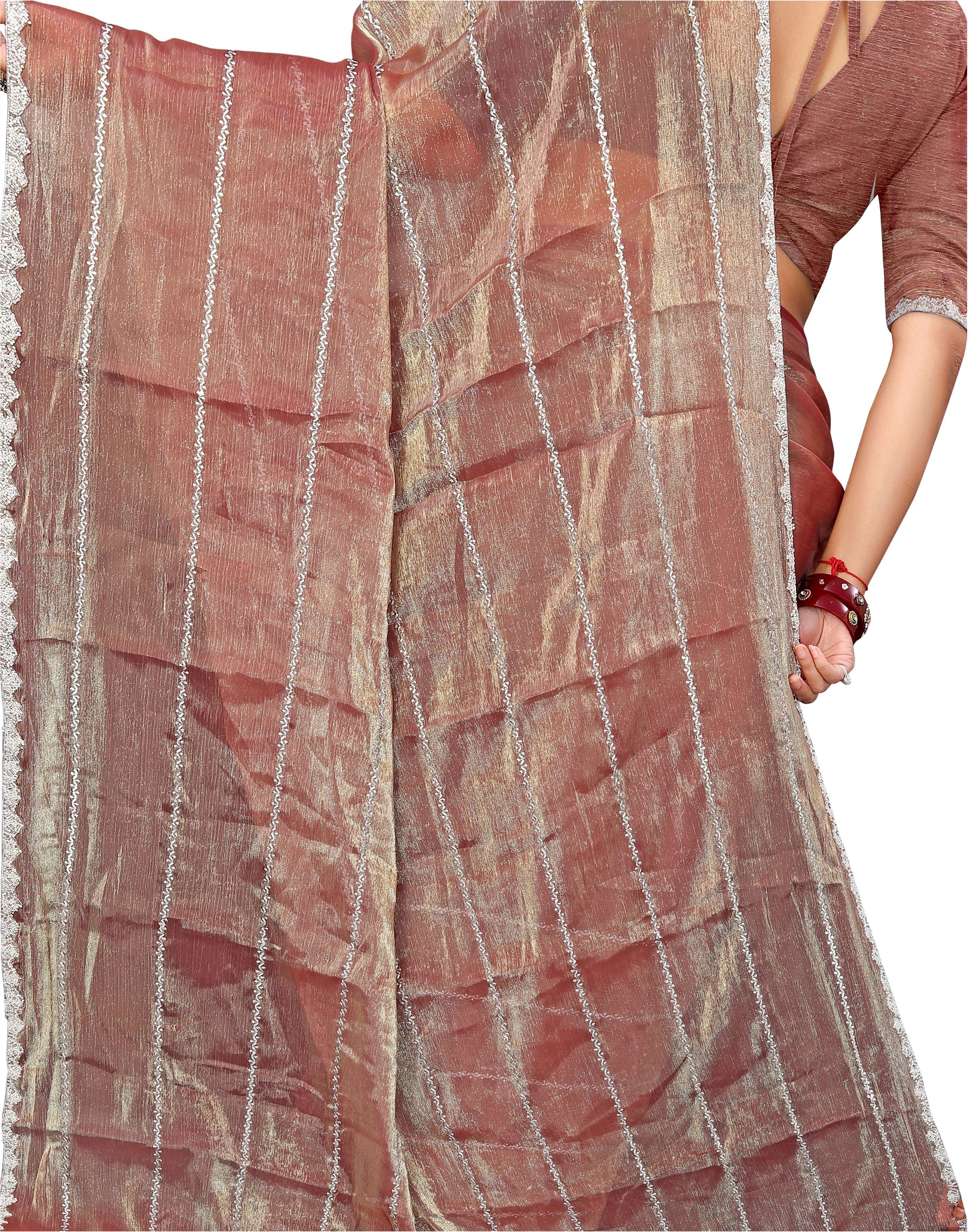 Jimmy Choo Saree | Embroidery Work | Moti & Beads Work | Lace Border